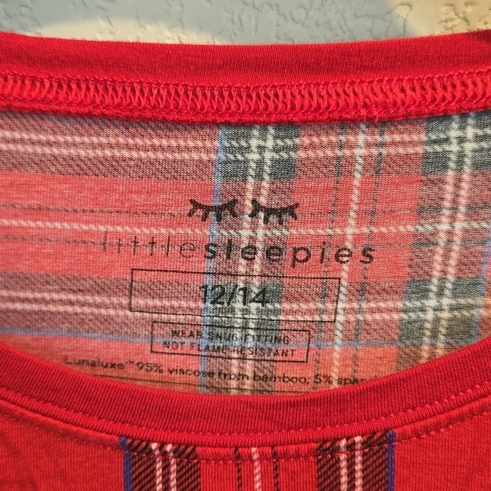 Little Sleepies Red Plaid Long Sleeve Top 12/14